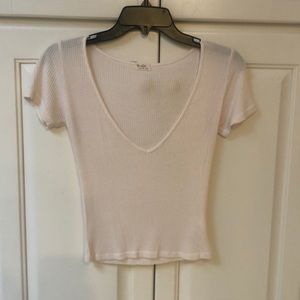 John Galt soft knit off white v-neck top